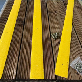 50mm Wide Non-Slip Anti-Skid Decking Strips - Safety and Style for Outdoor Space - YELLOW Yellow 600mmx50mm - 10