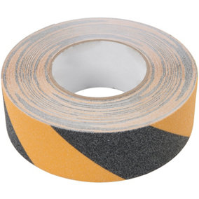 50mm x 18m Black Yellow Anti Slip Tape Slippery Wet Steps Surfaces HAZARD Roll