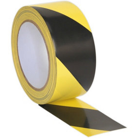 50mm x 33m Black & Yellow Adhesive Warning Tape - Hazard Safety Marking Corden
