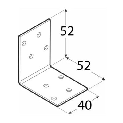 50mm x 50mm x 40mm - Pack of 4 - KM17 - Galvanised Perforated Brackets Connector for Wood - 2mm Thick Steel - L07A