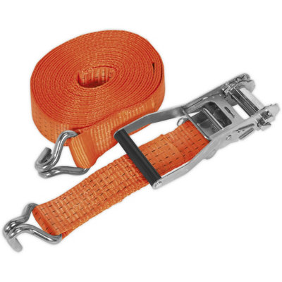 50mm x 6m 5000KG Ratchet Tie Down Straps Set - Polyester Webbing & Steel J Hook