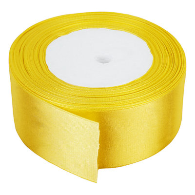 50mm Yellow Double Sided Satin Polyester Ribbon Roll, 25 metres