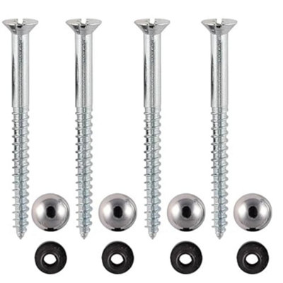 Uxcell 4 Sets Mirror Screw Caps - 18mm Dia Flat Head Bathroom Mirror Screws, Silver & Black (3x6mm Thread)