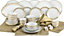 50pc Gold Shimmer Dining & Textile Set - Plates, Bowls, Platter Dish, Table Runner, Placemats & Napkins Dinnerware Collection