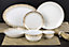 50pc Gold Shimmer Dining & Textile Set - Plates, Bowls, Platter Dish, Table Runner, Placemats & Napkins Dinnerware Collection