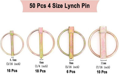 50pcs 4 Size Pin Set Safety Clip Trailers Tractor Truck Mowers 4.4-11mm