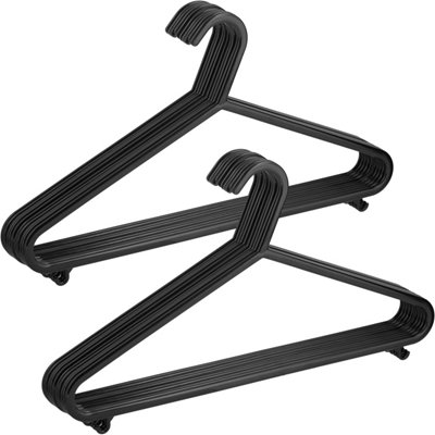 50Pcs Adult Plastic Coat Hangers (Black) DIY at B&Q