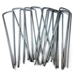 50pcs Metal Galvanised U Pins for Artificial Grass Mesh Turf Mat with a bevilled edge