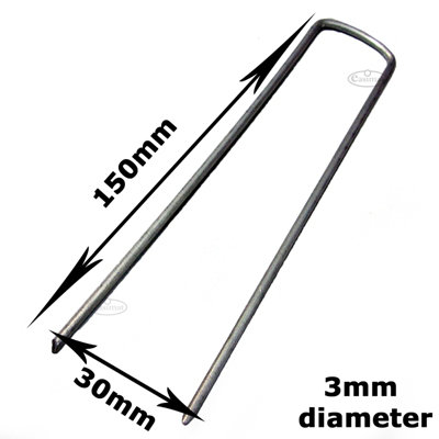 50pcs Metal Galvanised U Pins for Artificial Grass Mesh Turf Mat with a bevilled edge - 3