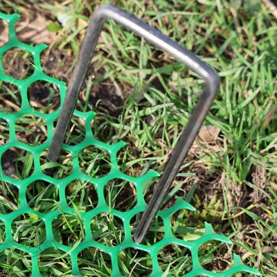 50pcs Metal Galvanised U Pins for Artificial Grass Mesh Turf Mat with a bevilled edge - 4