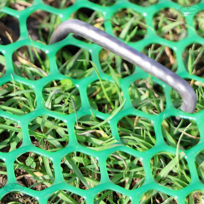 50pcs Metal Galvanised U Pins for Artificial Grass Mesh Turf Mat with a bevilled edge - 5