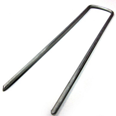 50pcs Metal Galvanised U Pins for Artificial Grass Mesh Turf Mat with a bevilled edge - 7