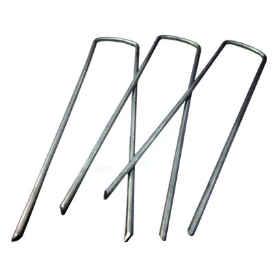 50pcs Metal Galvanised U Pins for Artificial Grass Mesh Turf Mat with a bevilled edge - 8