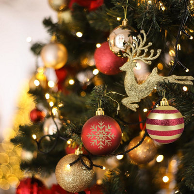 50Pcs Mini Christmas Ball Ornament 4cm, Red, Gold Small Xmas Tree ...