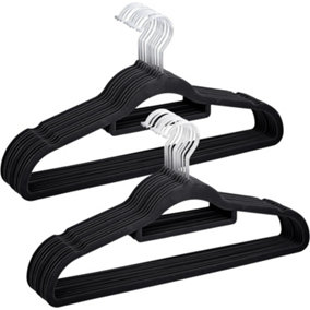 50Pcs Non-Slip Velvet Adult Clothes Hanger (Black)