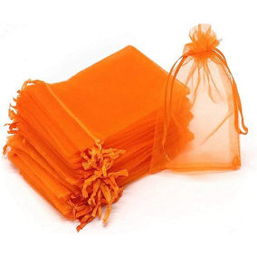 50pcs Orange Luxury Organza Jewellery Pouches Xmas Christmas Wedding Anniversary Favours Gifts Bag 7 x 9 cm