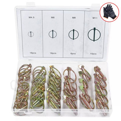 50pcs Pin Set Safety Clip Fit Trailers Tractor Truck Mowers 4mm to 11mm