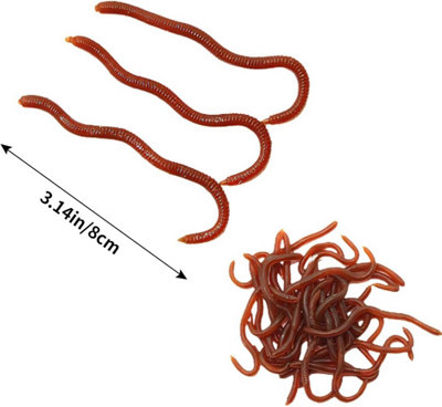 24 Pieces Fake Earthworm Faux Plastic Soft Lifelike Stretchy Rubber Earthworms Trick Toy Fishing Lures Baits For Halloween April Fool's Day Party