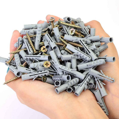 50pcs Plastic Wall Plug SelfTapping Screw Kit Concrete Anchors Assortment