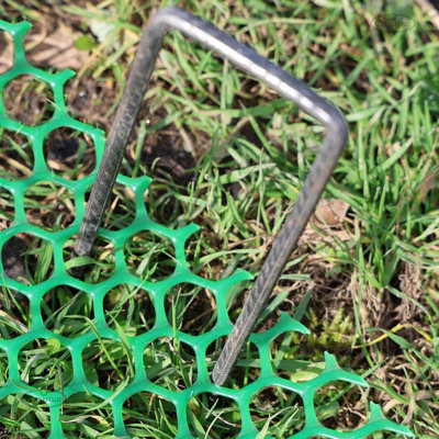 50pcs U Pins Steel Pegs Metal Turf Reinforcement for Grass Protection Mesh - 4
