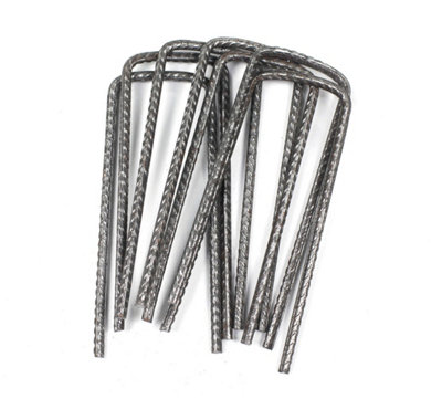 50pcs U Pins Steel Pegs Metal Turf Reinforcement for Grass Protection Mesh - 9
