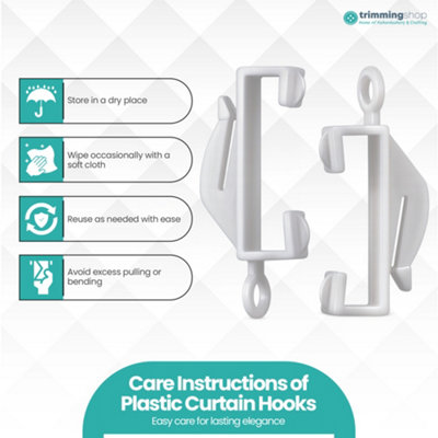 50pcs White Curtain Hooks, Curtain Rails Sliding Tracks