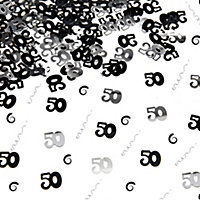 50th Birthday Confetti Black & Silver 4 pack x 14 grams birthday decoration Foil Metallic 4 pack