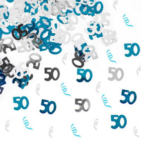 50th Birthday Confetti Blue & Silver 1 pack x 14 grams birthday decoration Foil Metallic 1 pack