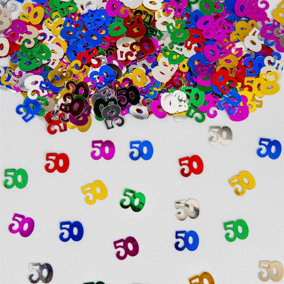 50th Birthday Confetti Multicolour 1 pack x 14 grams birthday decoration Foil Metallic 1 pack