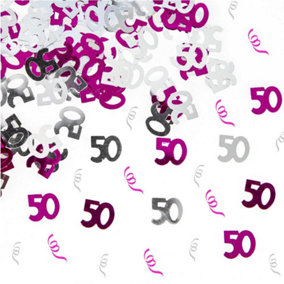 50th Birthday Confetti Pink & Silver 2 pack x 14 grams birthday decoration Foil Metallic 2 pack