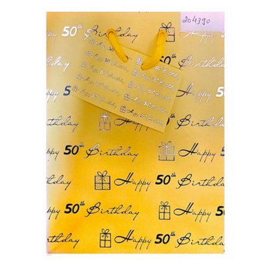 50th Birthday Gift Bag Yellow (M)