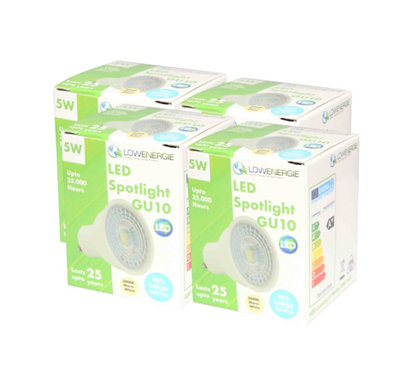 50w Equivalent Brightness GU10 5w LED Spotlight - Warm White - Pack of 4