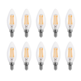 50w Equivalent LED Candle Filament Light Bulb E14 SES 3.5w LED - Warm White - Pack of 10