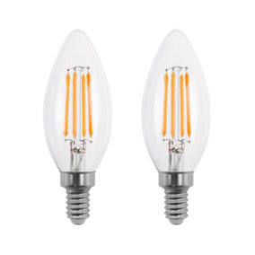 50w Equivalent LED Candle Filament Light Bulb E14 SES 3.5w LED - Warm White - Pack of 2