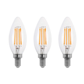 50w Equivalent LED Candle Filament Light Bulb E14 SES 3.5w LED - Warm White - Pack of 3