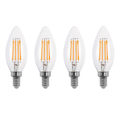 50w Equivalent LED Candle Filament Light Bulb E14 SES 3.5w LED - Warm White - Pack of 4