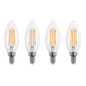 50w Equivalent LED Candle Filament Light Bulb E14 SES 3.5w LED - Warm White - Pack of 4