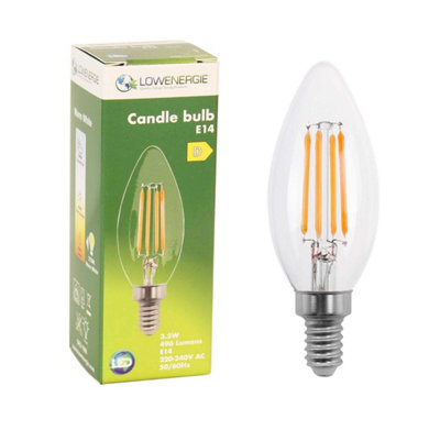 50w Equivalent LED Candle Filament Light Bulb E14 SES 3.5w LED - Warm White