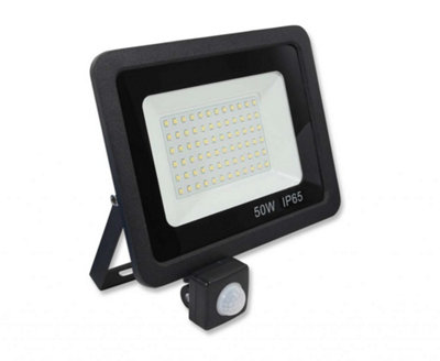 50w LED Floodlight with PIR - Black Casing