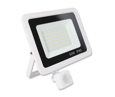 50w LED Floodlight with PIR - White Casing