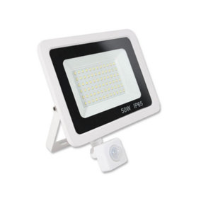 50w LED Floodlight with PIR - White Casing