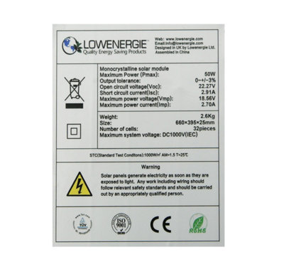 50w Monocrystalline Solar Panel Mono