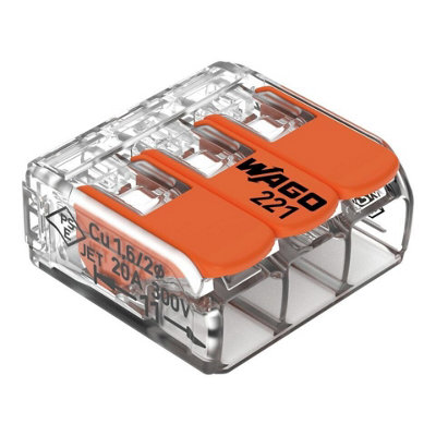 50x 3 Way WAGO 221-413 Series Reusable Electrical Wire Cable Connectors Compact - 3