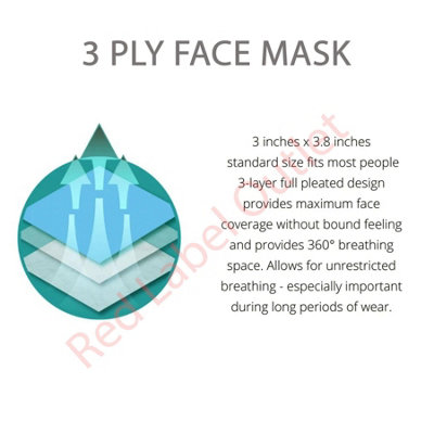 50x Disposable Face Mask 3 Ply Breathable Surgical Protective Mouth Guard