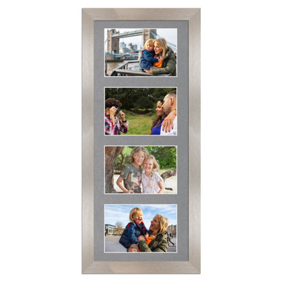 50X20CM Aluminum Modern Multi Photo Frame with Mid Grey Mount - Holds 4 ...