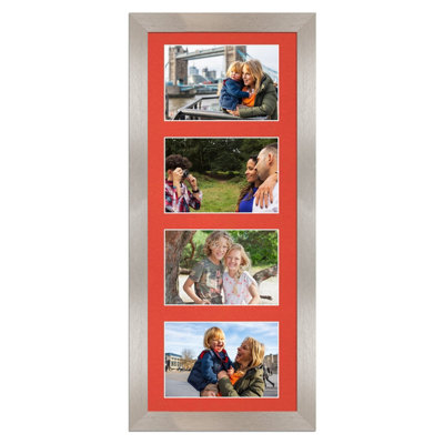 50X20CM Aluminum Modern Multi Photo Frame with Poppy Red Mount - Holds ...