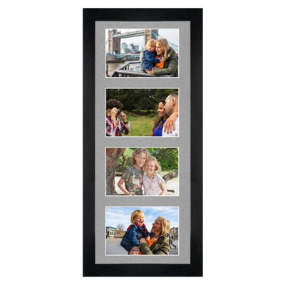 50X20CM Black Modern Multi Photo Frame with Silver Mount - Holds 4 ...