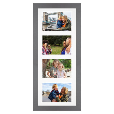 50X20CM Dark Grey Modern Multi Photo Frame with White Mount - Holds 4 ...