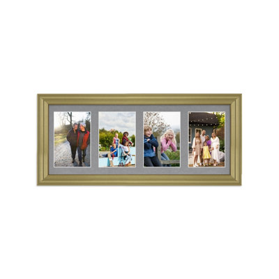 50X20CM Gold Classic Multi Photo Frame with Mid Grey Mount - Holds 4 ...