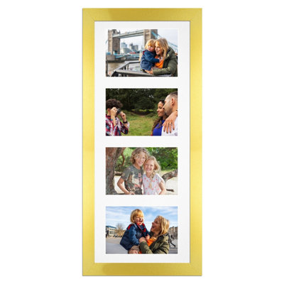 50X20CM Gold Modern Multi Photo Frame with White Mount - Holds 4 ...